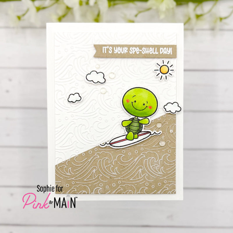 Pink and Main Spe-Shell Day Clear Stamp and Die Set surfing