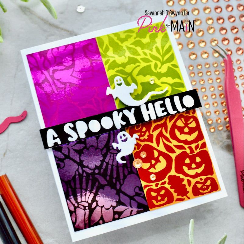 Pink and Main Spooky Hello Foilable Sheets pmf345 ghosts