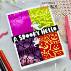 Pink and Main Spooky Hello Stencil and Foilables Sheets Set ghosts