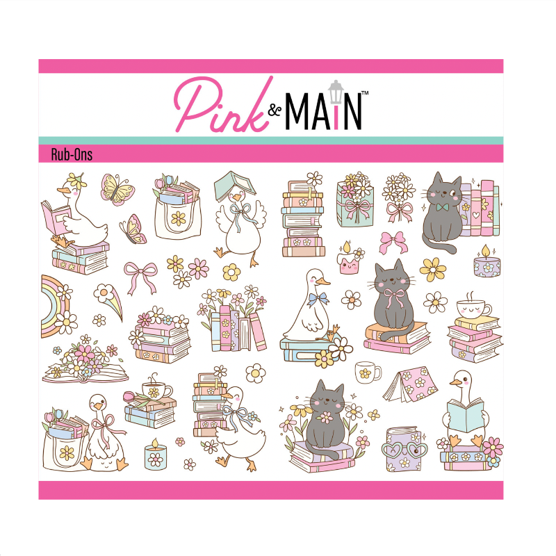 Pink and Main Spring Bookish Rub-ons pmr017