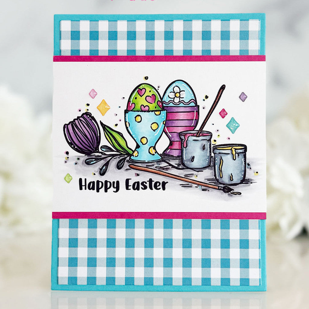 Pink and Main Spring Gingham 8.5 x 5.5 inch Paper Pack pmp189 painting eggs