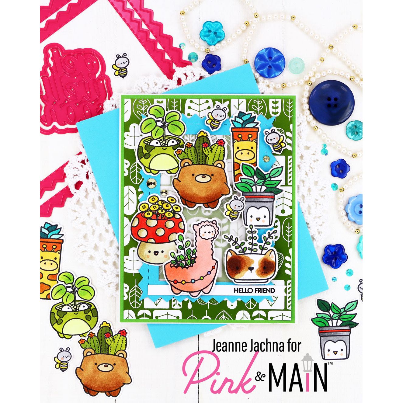 Pink and Main Spring Leaves Foilables Sheets pmf300 hello