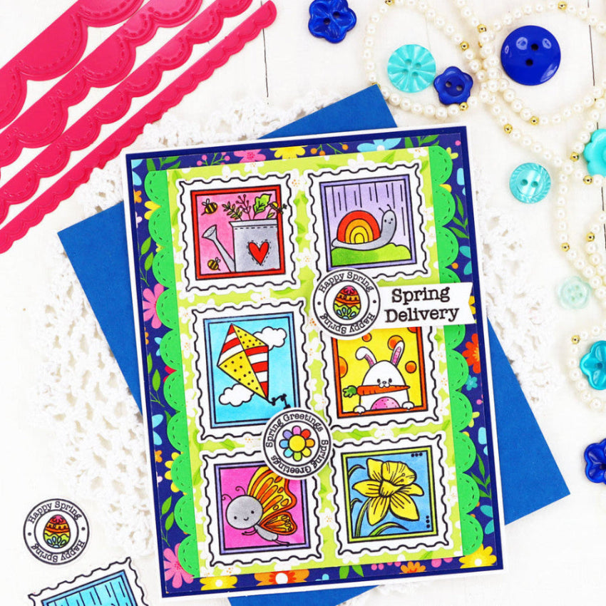 Pink and Main Spring Postage Stamps Clear Stamps pm0848 springtime fun