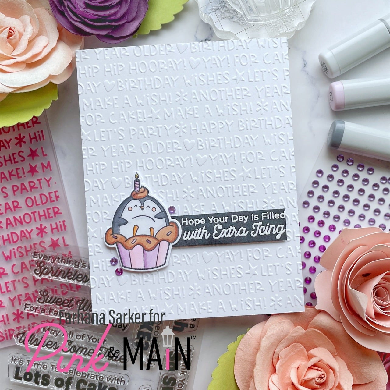 Pink and Main Sprinkles On Top Clear Stamps pm0774 penguin
