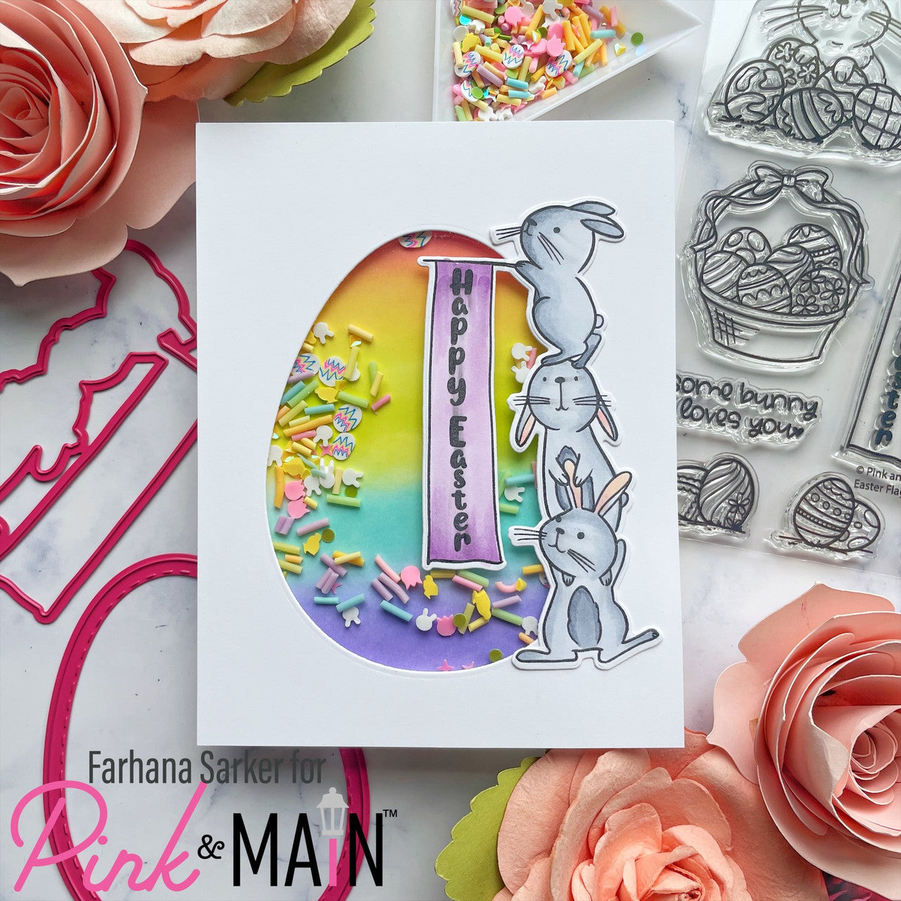 Pink and Main Stitched Egg Dies pnm716 shaker card