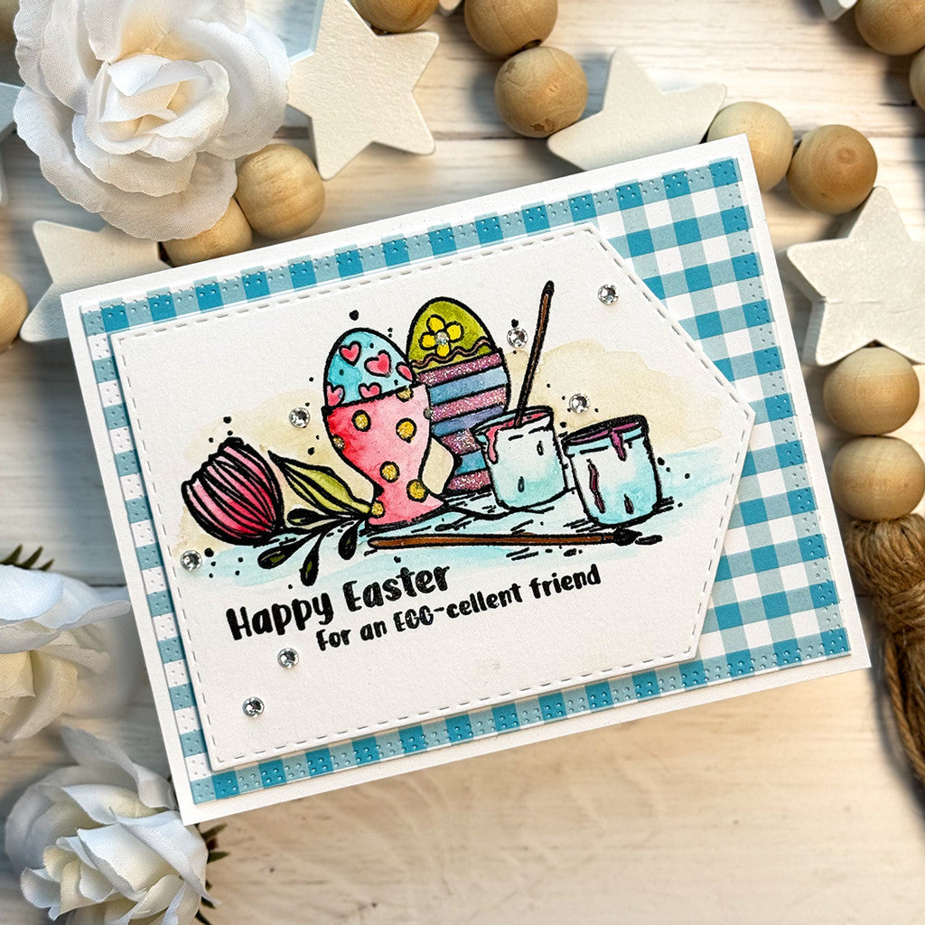 Pink and Main Stitched Pointed Banner Dies pnm775 paint easter eggs