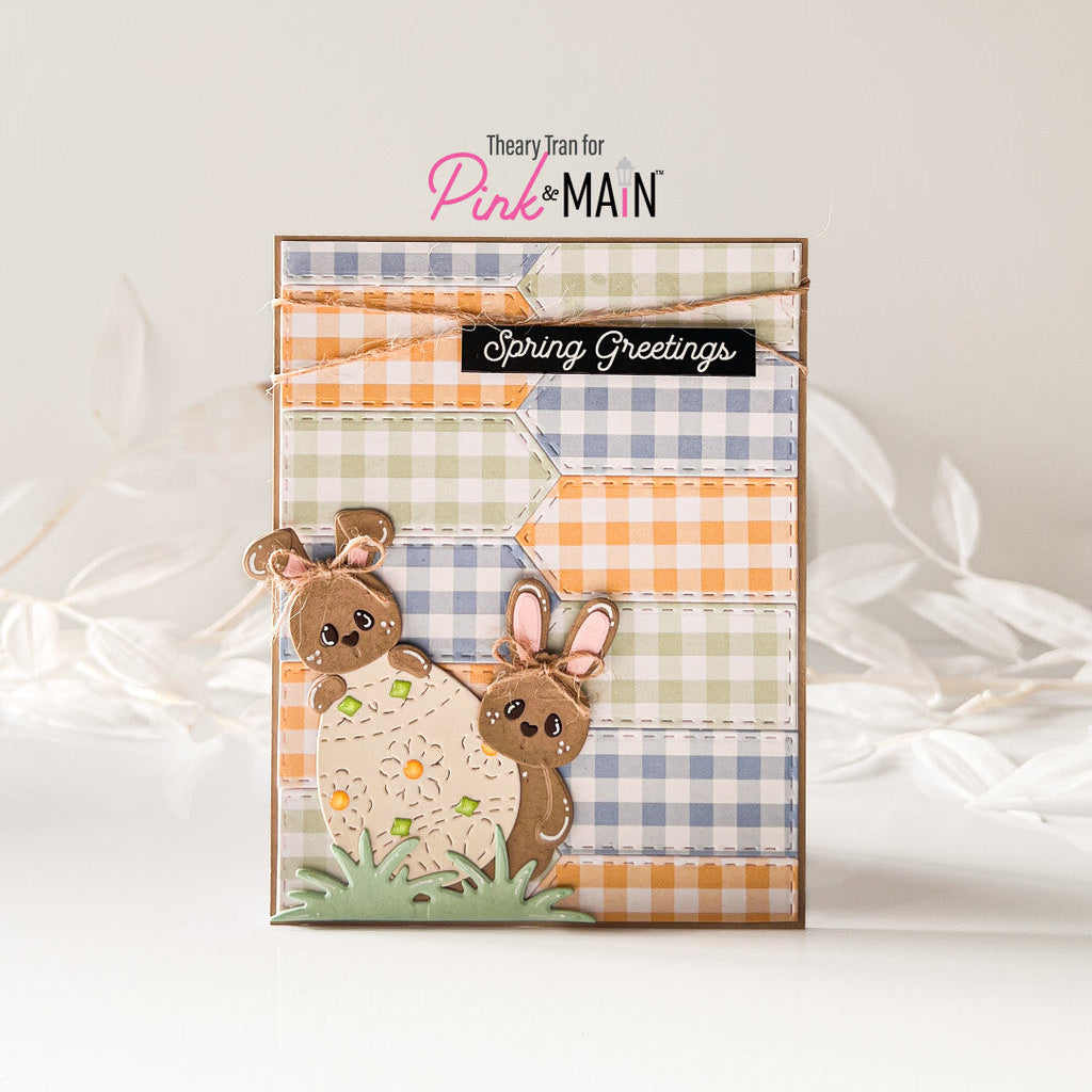 Pink and Main Stitched Pointed Banner Dies pnm775 spring greetings