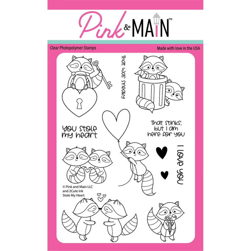 Pink and Main Stole My Heart Clear Stamp and Die Set image 1