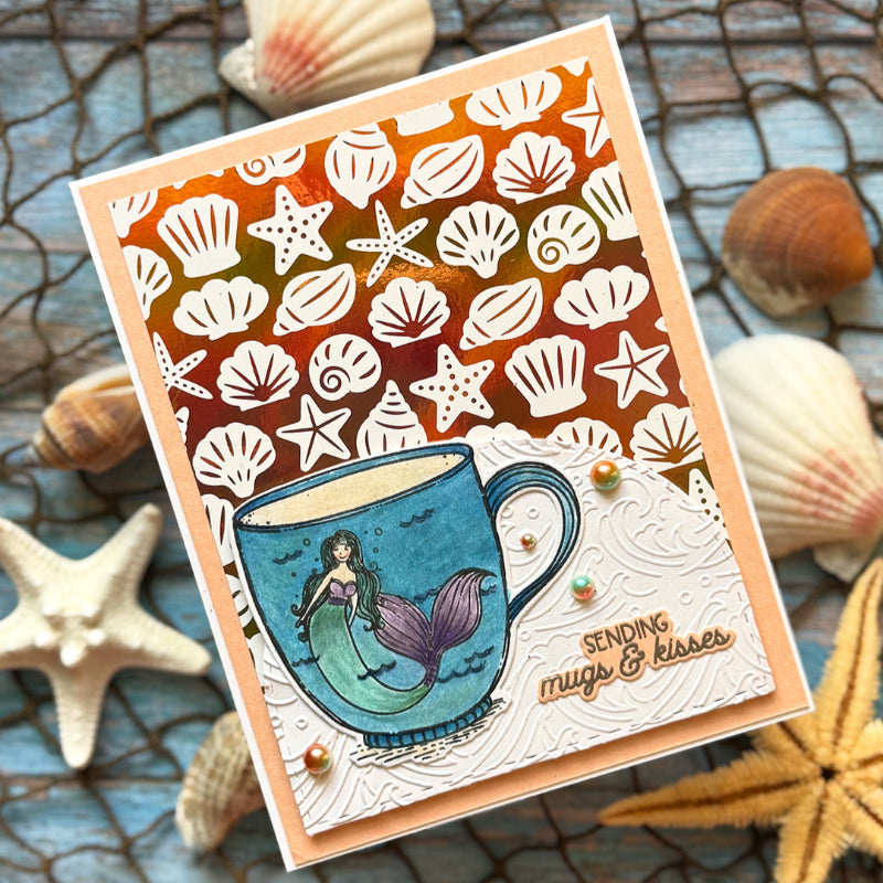 Pink and Main Summer Mugs Clear Stamp and Die Set seashells