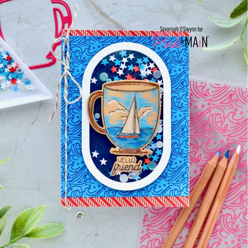 Pink and Main Summer Mugs Clear Stamps pm0796 shaker card