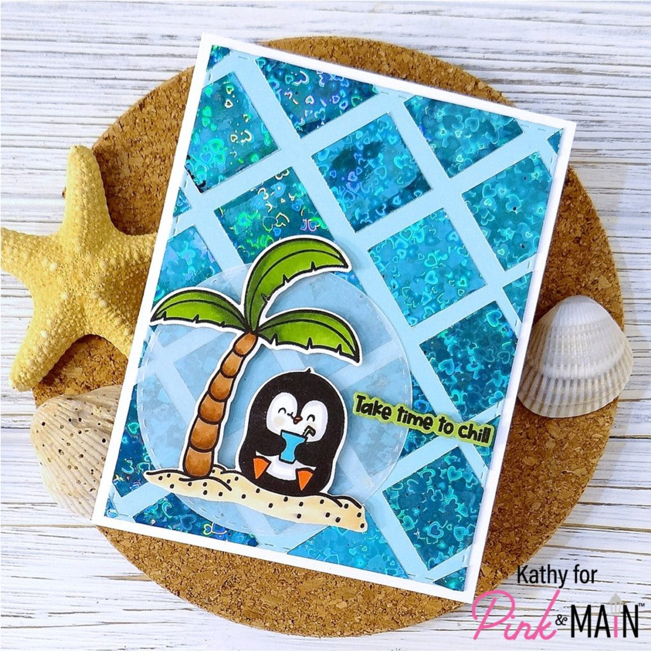 Pink and Main Summer Penguins Clear Stamps PM0620 chill out
