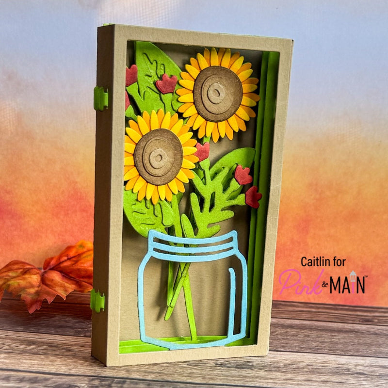 Pink and Main Sunflowers Pop Up Card Dies pnm785 greenery