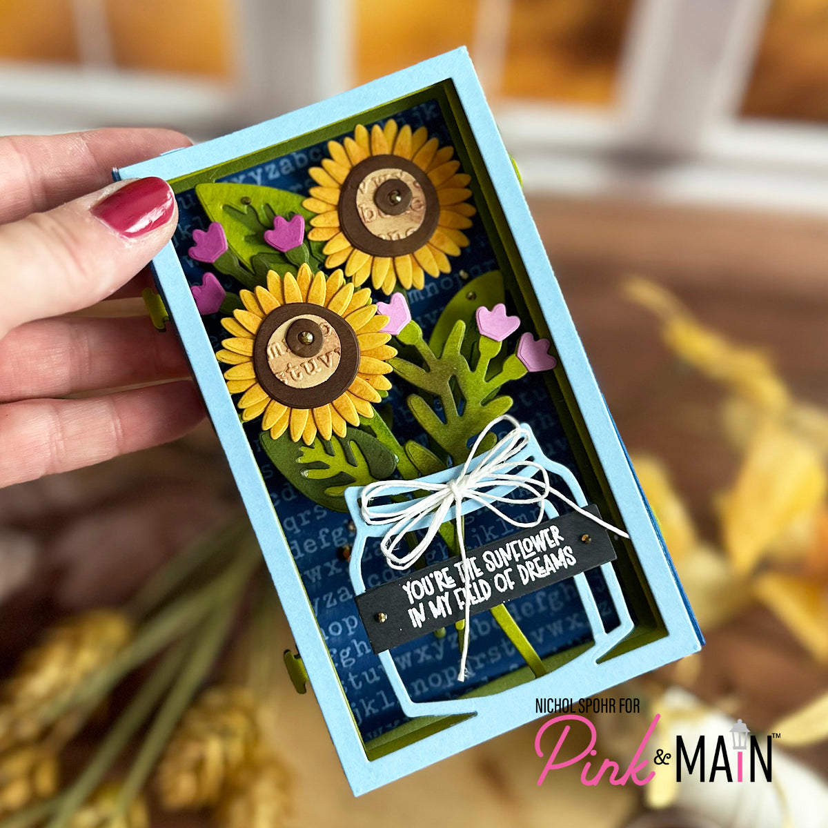 Pink and Main Sunflowers Pop Up Card Dies pnm785 pink | color-code:ALT01