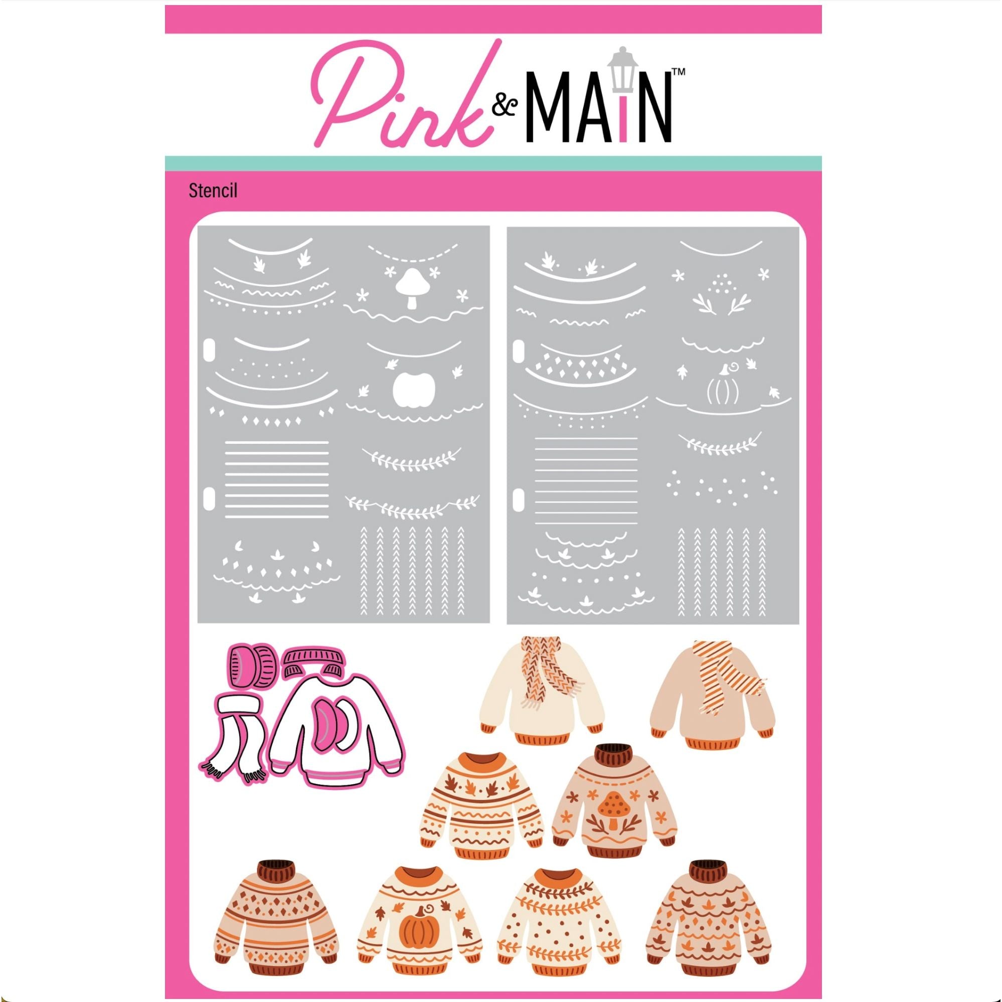 Pink and Main Sweater Dies and Stencils pmn903