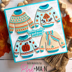 Pink and Main Sweater Dies and Stencils pmn903 good friends sweater card