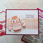 Pink and Main Sweater Dies and Stencils pmn903 sending you a warm hello card