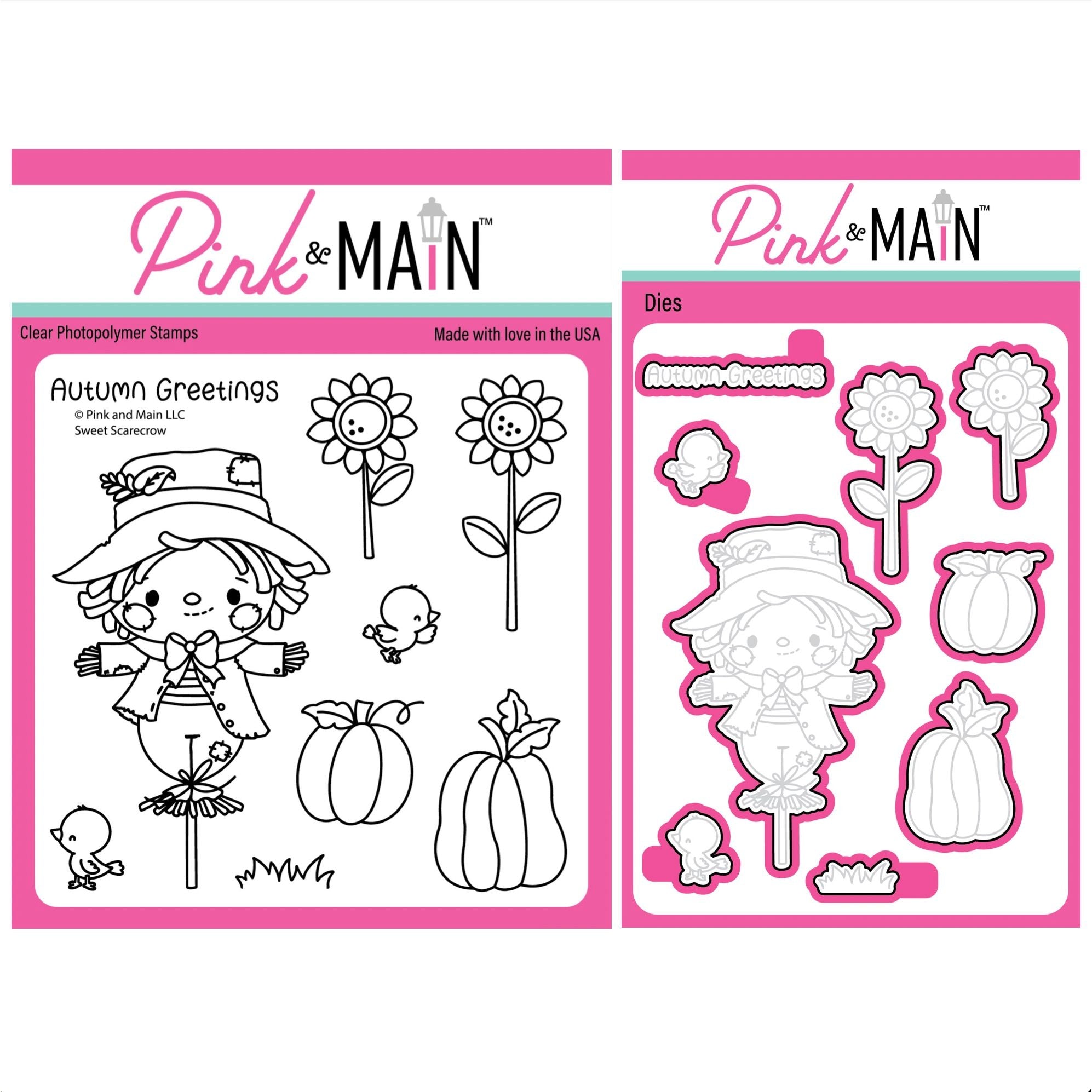 Pink and Main Sweet Scarecrow Clear Stamp and Die Set