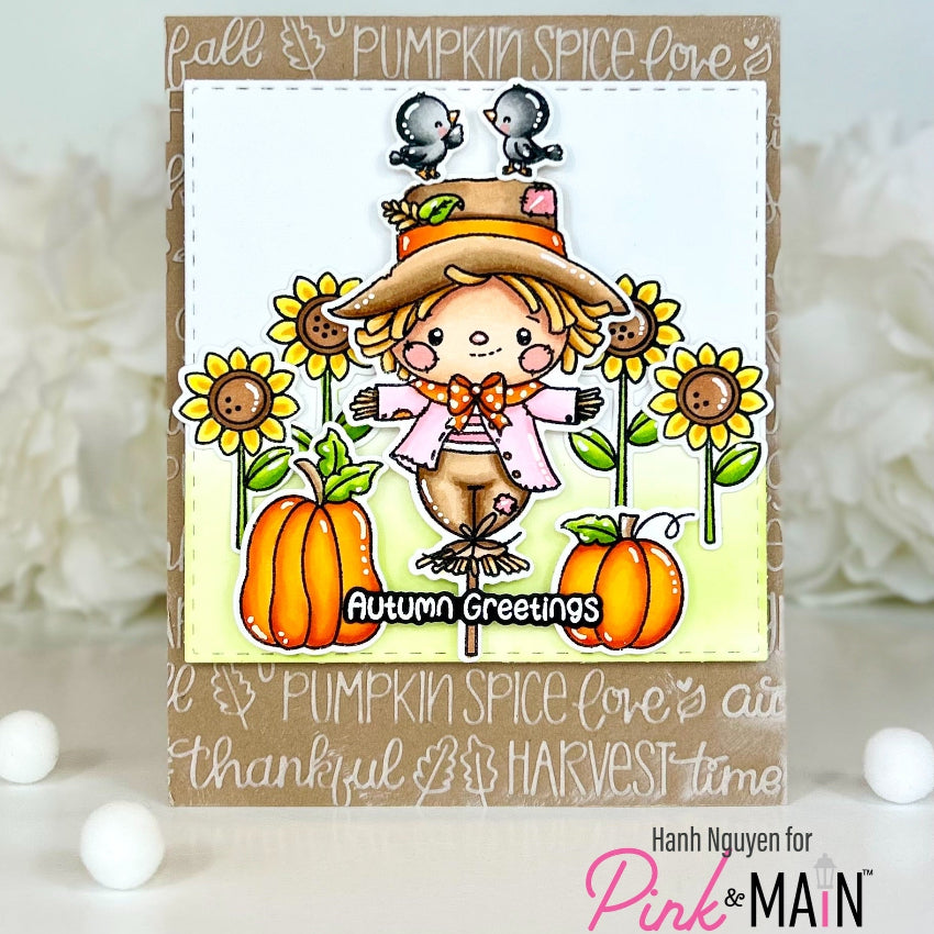 Pink and Main Sweet Scarecrow Clear Stamp and Die Set autumn greetings card