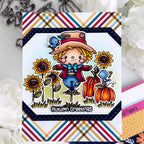 Pink and Main Sweet Scarecrow Clear Stamps pm0899 autumn greetings sunflowers card