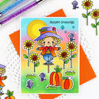 Pink and Main Sweet Scarecrow Clear Stamps pm0899 colorful background card