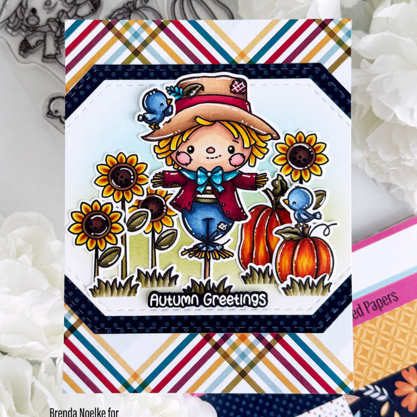 Pink and Main Sweet Scarecrow Dies pnm899 autumn greetings card