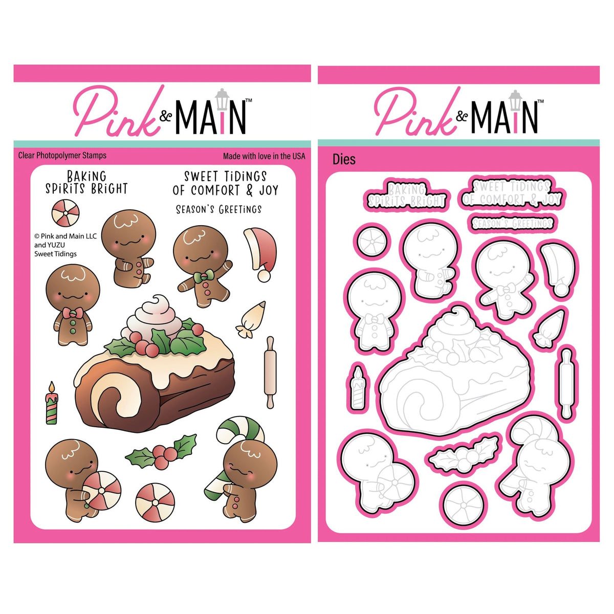 Pink and Main Sweet Tidings Clear Stamp and Die Set