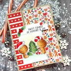 Pink and Main Sweet Tidings Clear Stamp and Die Set red striped polka dot card