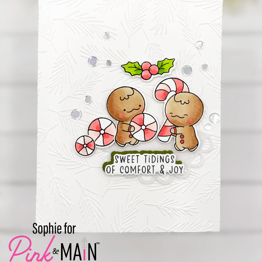 Pink and Main Sweet Tidings Clear Stamps pm0917 red striped candies card