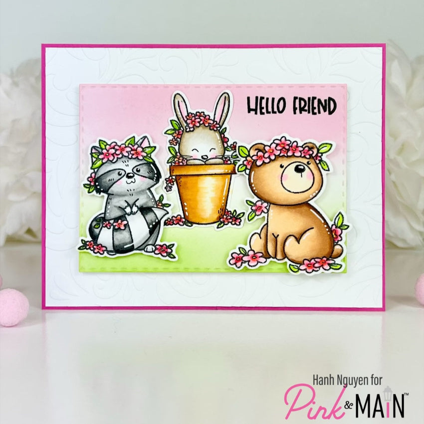Pink and Main Swirly Embossing Folder pmt093 hello
