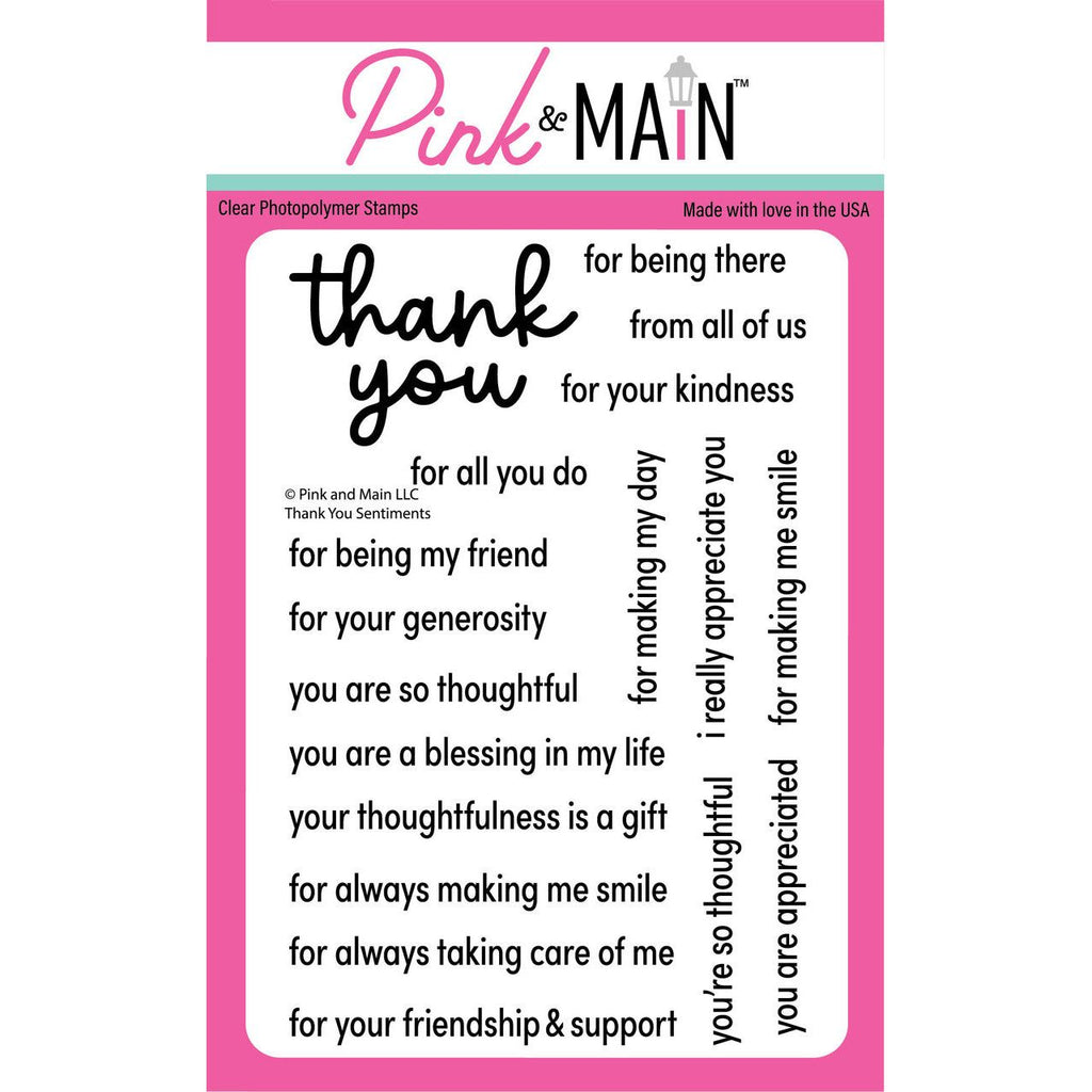 Pink and Main Thank You Sentiments Clear Stamps pm0762