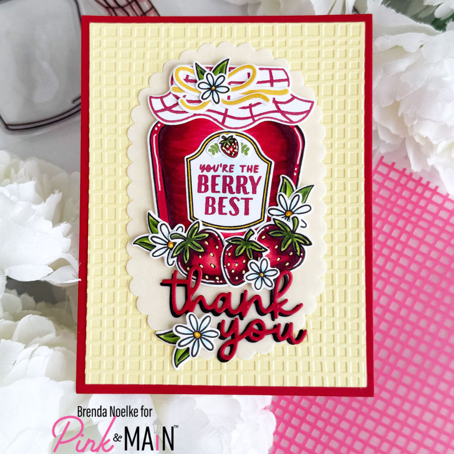 Pink and Main Thanks a Bunch Clear Stamp and Die Set thank you berries card