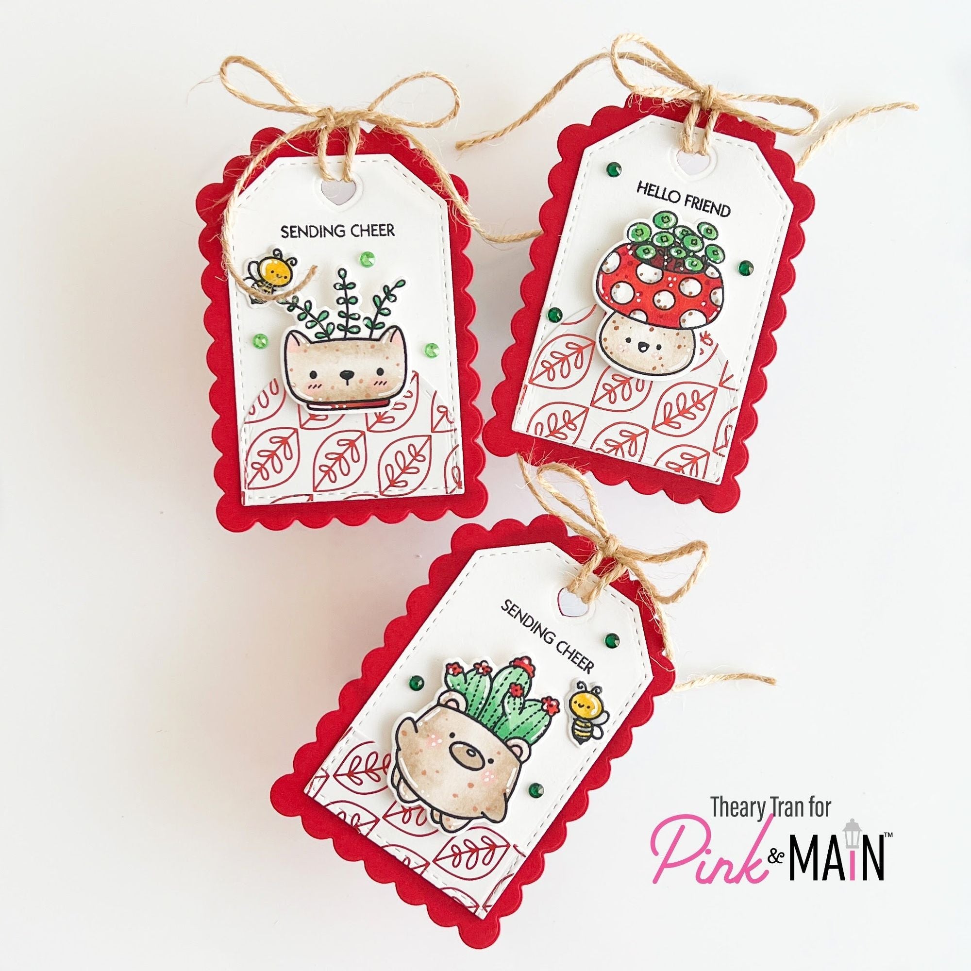 Pink and Main The Greens Sticky Gems Embellishments pme177 cute tags