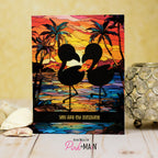 Pink and Main Tropical Stained Glass Card Panels pmp168 flamingos