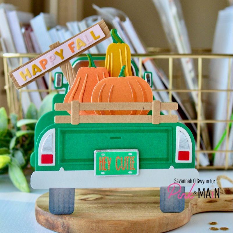 Pink and Main Truck Pop Up Card Dies pnm793 happy fall