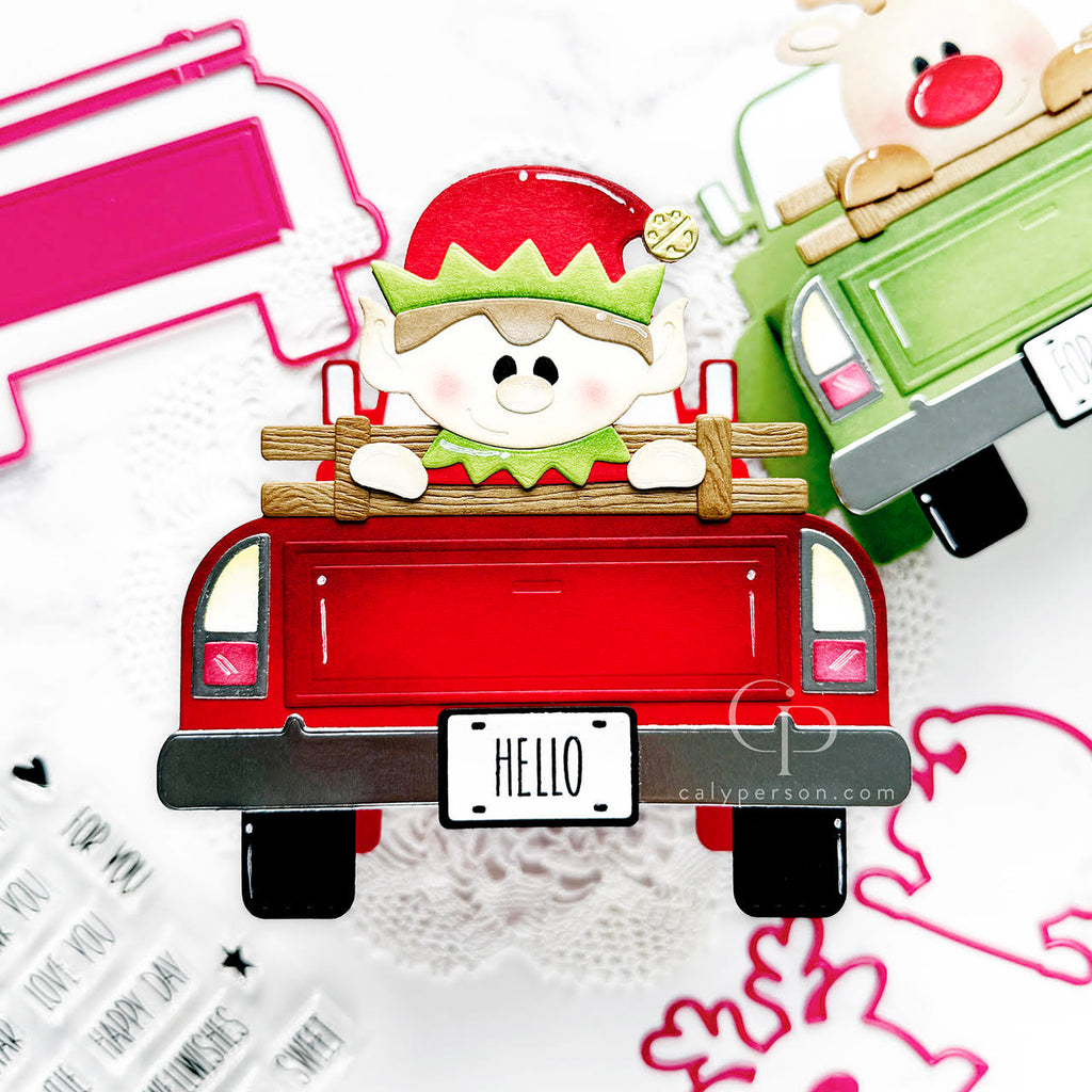 Pink and Main Truck Pop Up Card Dies pnm793 hello | color-code:ALT01