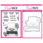 Pink and Main Typed Greetings Clear Stamp and Die Set