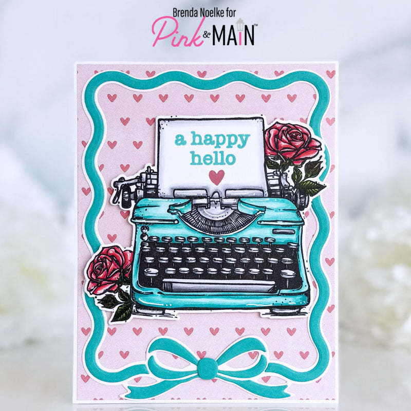 Pink and Main Typed Greetings Clear Stamp and Die Set red roses