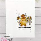 Pink and Main Udderly Adore You Clear Stamp and Die Set cute cow fence card