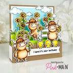 Pink and Main Udderly Adore You Clear Stamp and Die Set yellow sunflowers card