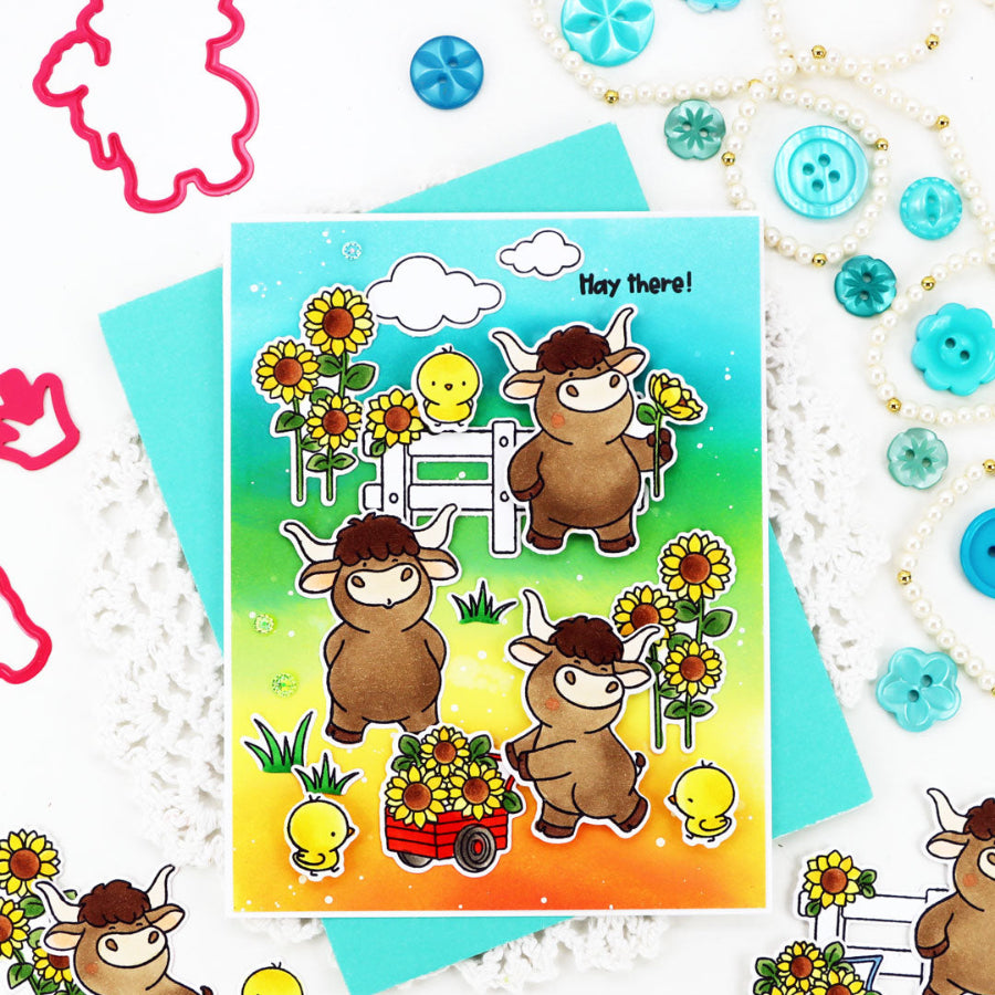 Pink and Main Udderly Adore You Clear Stamps pm0892 hey there cute chicks card