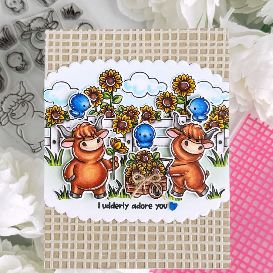 Pink and Main Udderly Adore You Dies pnm891 blue birds adore you card