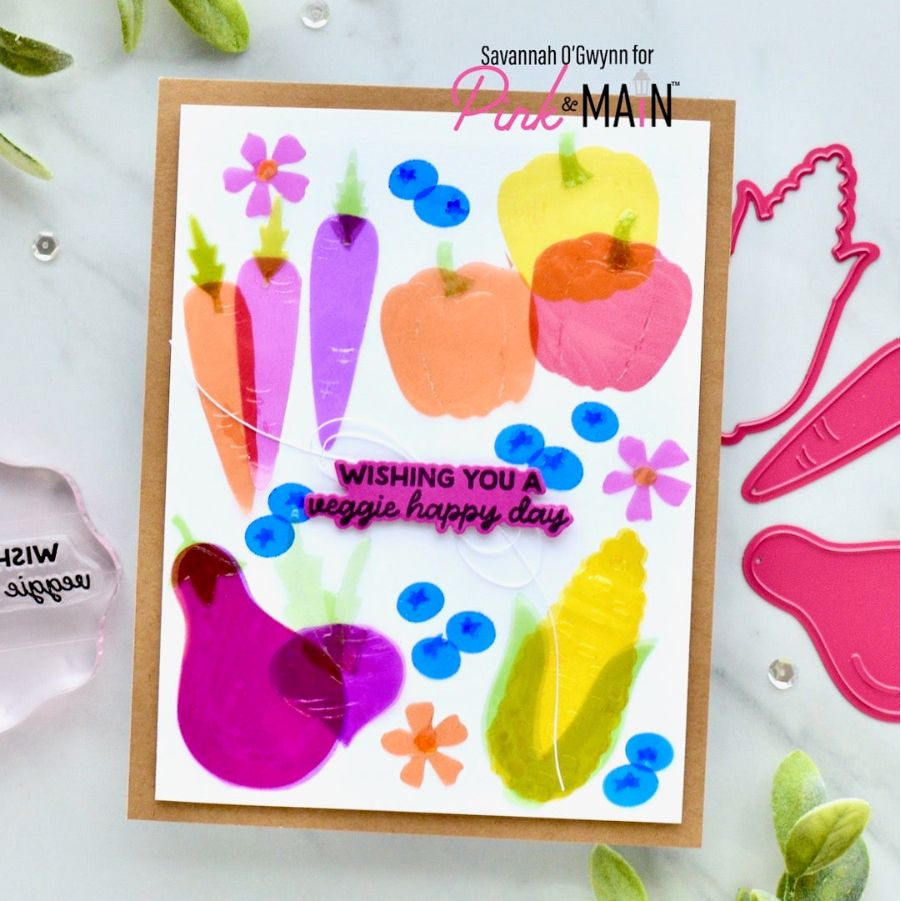 Pink and Main Veggie Basket Add-On Dies pnm893 vellum veggies happy day card