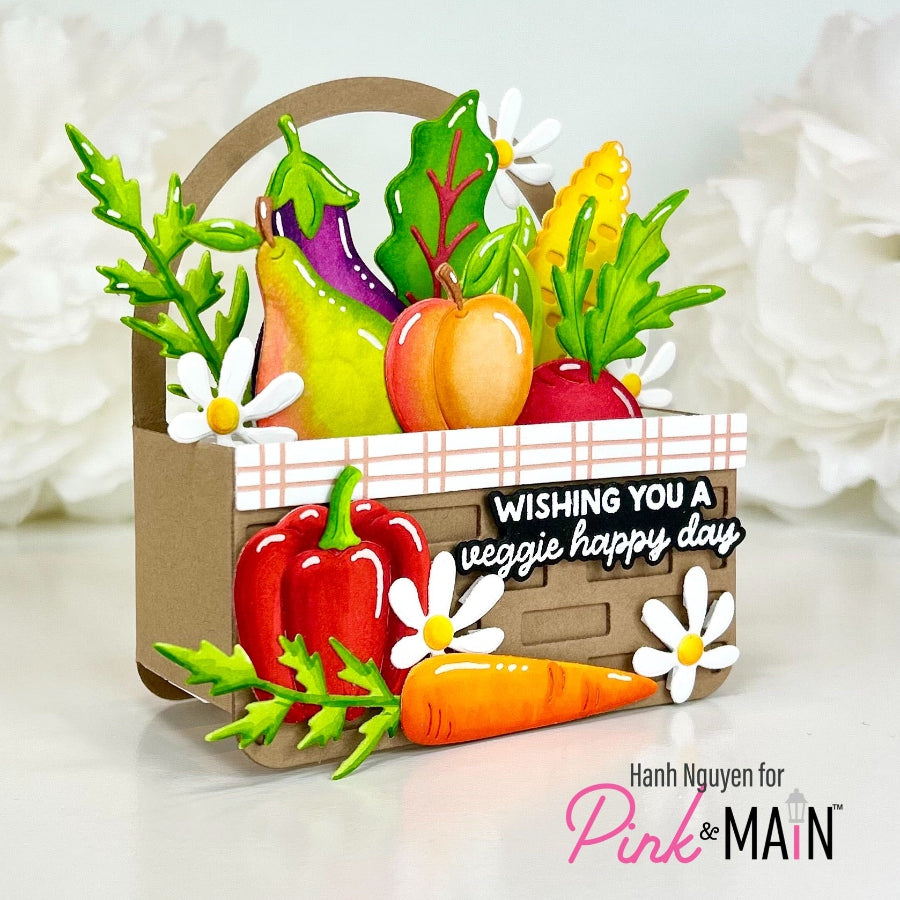 Pink and Main Veggie Basket Add-On Dies pnm893 wishing you a happy day