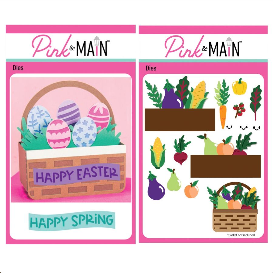 Pink and Main Veggie Basket Add-On and Easter Basket Pop Up Card Die Set