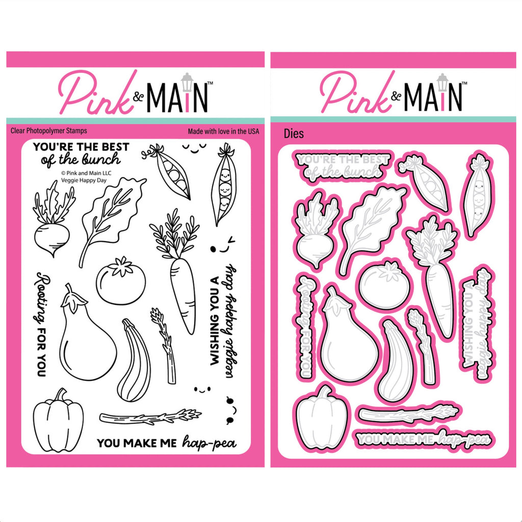 Pink and Main Veggie Happy Day Clear Stamp and Die Set