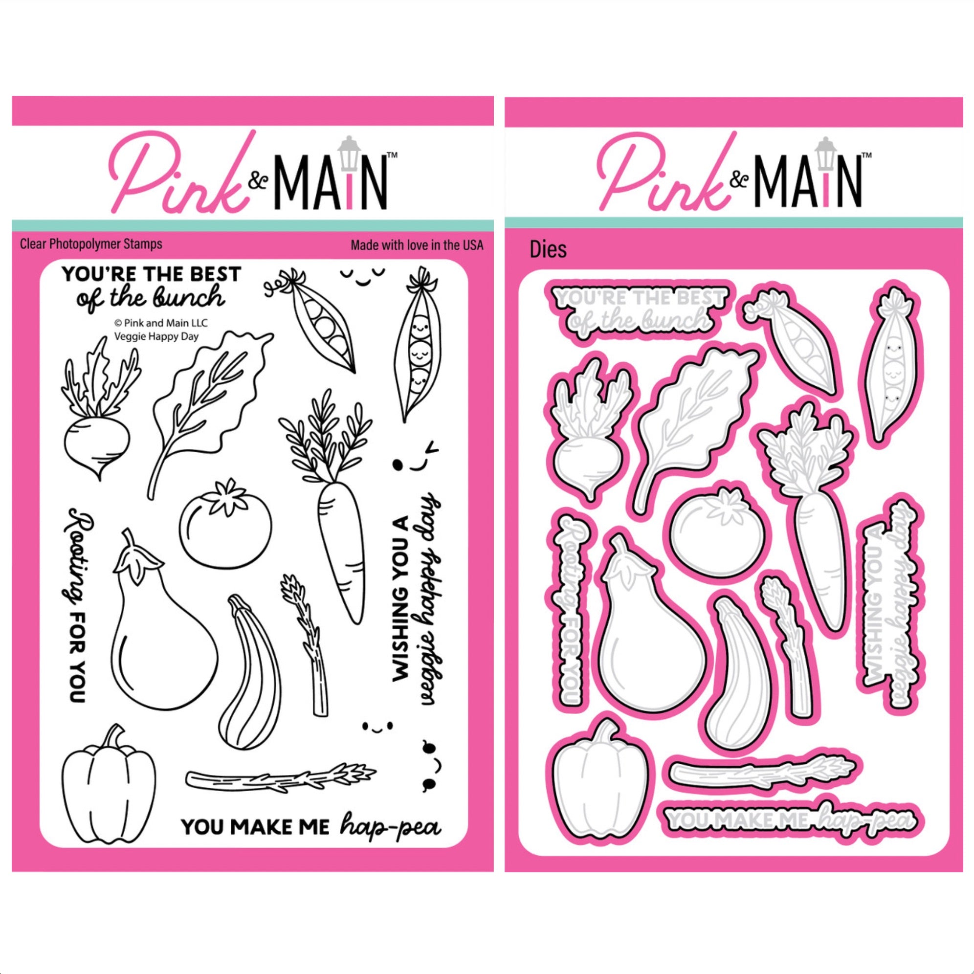 Pink and Main Veggie Happy Day Clear Stamp and Die Set