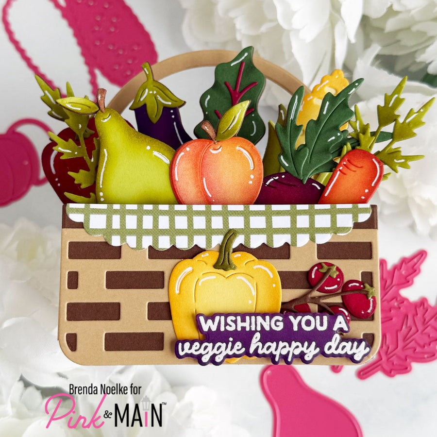Pink and Main Veggie Happy Day Clear Stamp and Die Set wishing you a happy day card