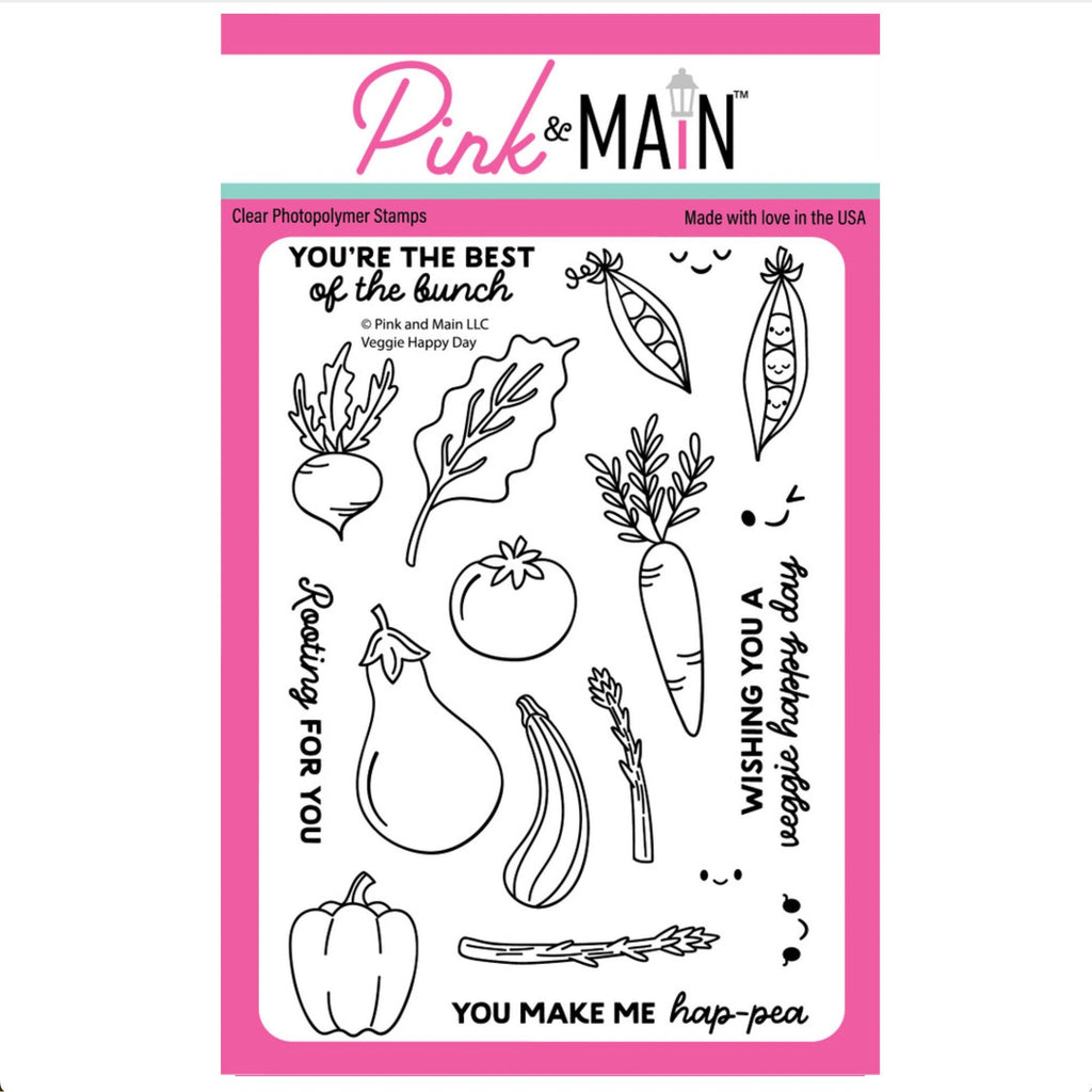 Pink and Main Veggie Happy Day Clear Stamps pm0889
