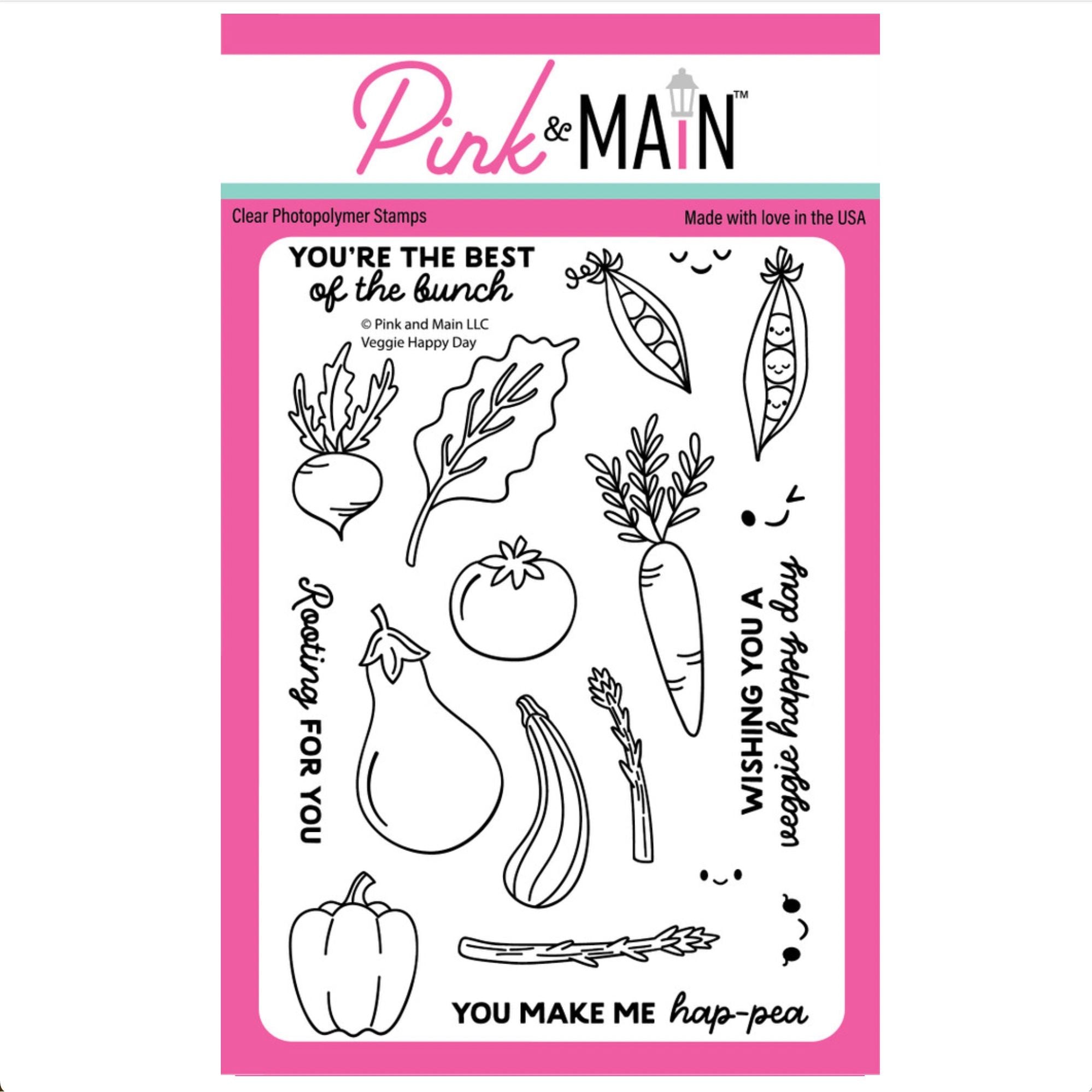 Pink and Main Veggie Happy Day Clear Stamps pm0889