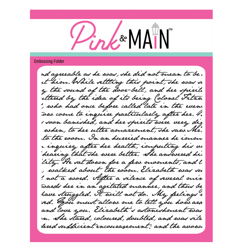 Pink and Main Vintage Script 6x6 Embossing Folder pmt113